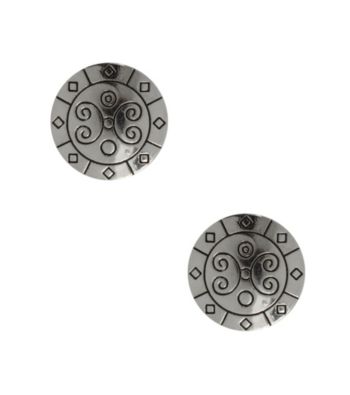Napier® Light Antique Silvertone Pierced Button Earrings with Scroll Etching