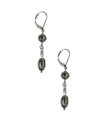 Napier® Light Antique Silvertone Linear Leverback Earrings
