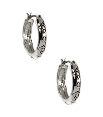Napier® Light Antique Silvertone Click It Hoop Earrings