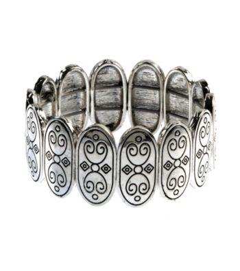 Napier® Light Antique Silvertone Stretch Bracelet with Antique Etching
