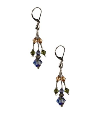 Napier® Silvertone Multi Colored Blue and Purple Shaky Bead Earrings