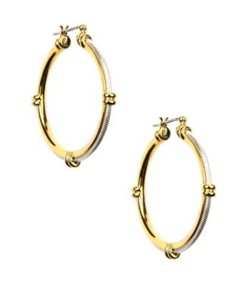 Napier® Two Tone Textured Click It Hoop Earrings
