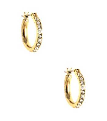 Napier® Goldtone and Crystal Small Click It Hoop Earrings