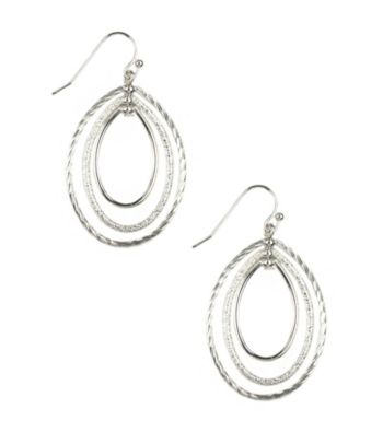 Napier® Silvertone Large Oval Chandelier Pierced Earrings