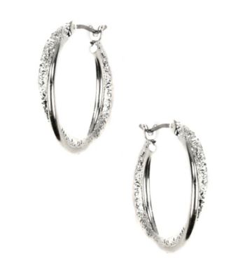 Napier® Silvertone Large Twist Hoop Pierced Earrings