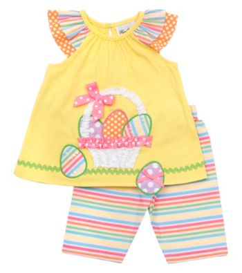 Rare Editions® Baby Girls' Yellow Striped 2-pc. Easter Egg Leggings Set