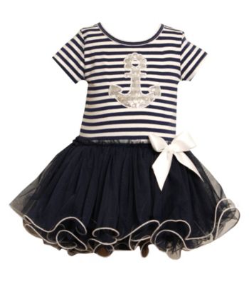 Bonnie Jean® Baby Girls' Navy/White Anchor Tutu Dress