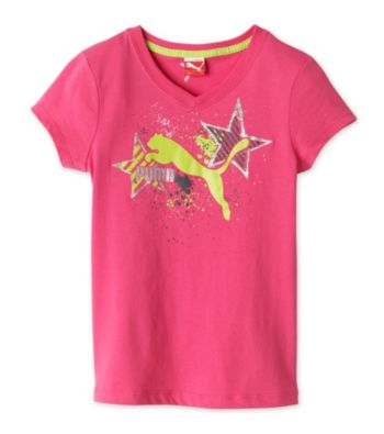 PUMA® Girls' 7-16 Pink Star V-Neck Tee