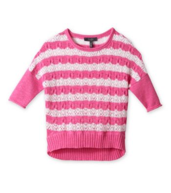 Jessica Simpson Girls' 7-16 Pink Admire High-Low Striped Sweater