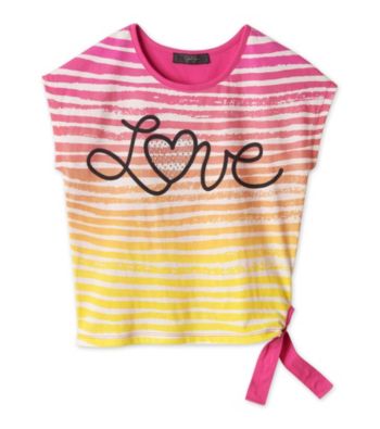 Jessica Simpson Girls' 7-16 Pink Pop Striped Graphic Tee