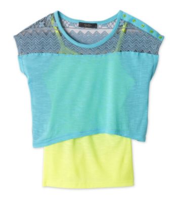 Jessica Simpson Girls' 7-16 Blue/Yellow Poprock 2fer Popover