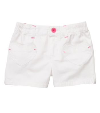 Carter's® Girls' 2T-6X White Heart Pocket Shorts