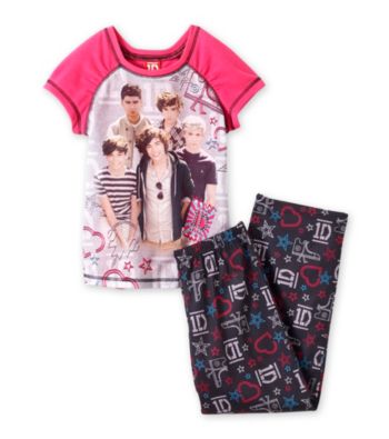 One Direction Girls' 4-14 Pink/Black 2-pc. 1D Stars Pajama Set