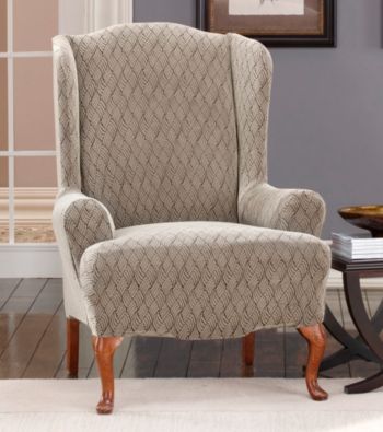 Sure Fit® Stretch Braid Wing Chair Cover