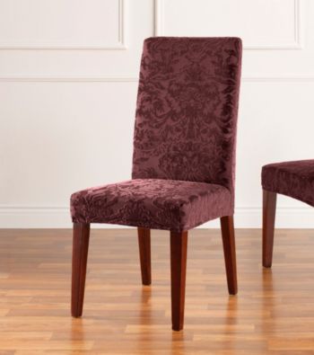 Sure Fit® Stretch Jacquard Damask Short Dining Room Chair Slipcover