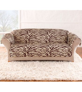 Sure Fit® Velvet Zebra Quilted Quik Loveseat and Sofa Pet Cover