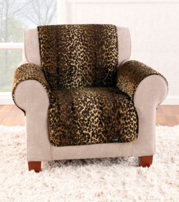 Sure Fit® Velvet Brown Leopard Quilted Quik Chair Pet Cover