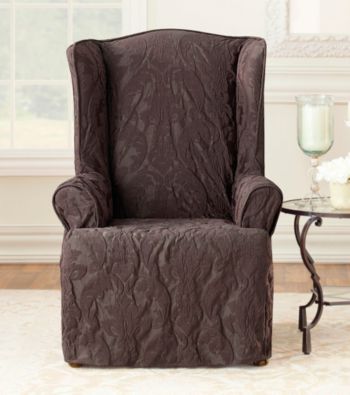 Sure Fit® Matelasse Damask Wing Chair Slipcover