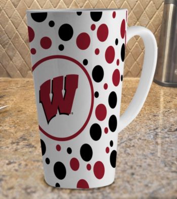 Memory Company Gameday NCAA University of Wisconsin 16-oz. Polka Dot Latte Mug-