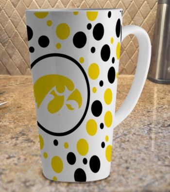 Memory Company Gameday NCAA University of Iowa 16-oz. Polka Dot Latte Mug