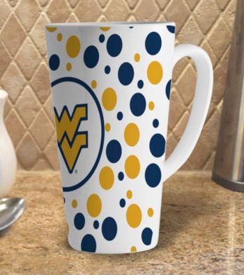 Memory Company Gameday NCAA West Virginia University 16-oz. Polka Dot Latte Mug