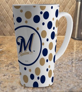 Memory Company Gameday MLB Milwaukee Brewers 16-oz. Polka Dot Latte Mug