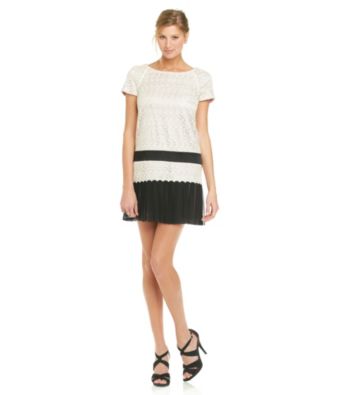 JAX® Lace Shift Dress With Pleated Hem