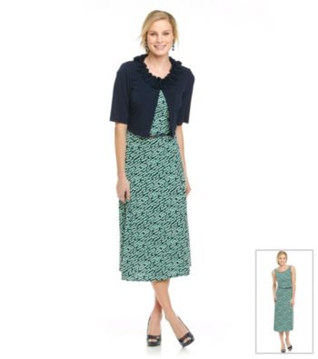 Jessica Howard® Petites' Ruffle-Neck Jacket and Printed Dress