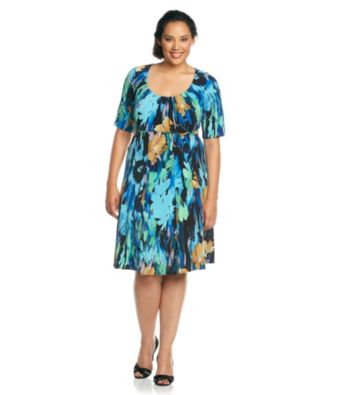 London Times® Plus Size Printed Dress