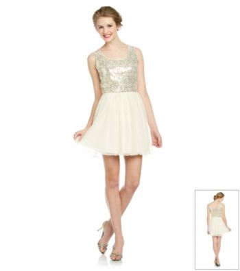 As U Wish® Juniors' Gold Sequin Party Dress