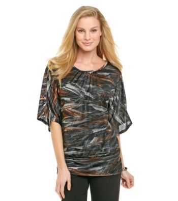 NY Collection Printed Top With Banded Bottom