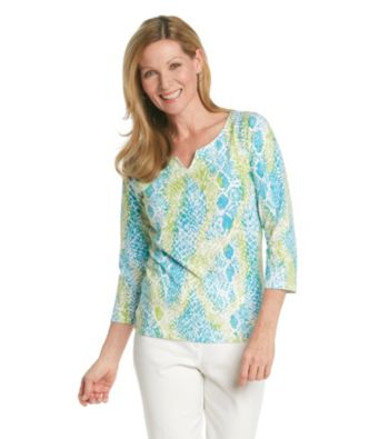 Ruby Rd.® Splitneck Snake Print Knit Top