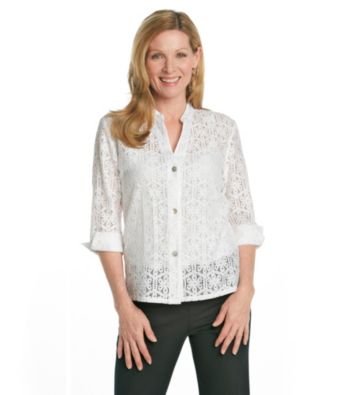 Ruby Rd.® Mandarin Collar All Over Lace Shirt