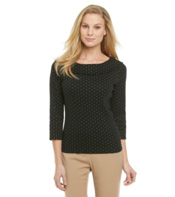 Rafaella® Black Metallic Dot Top