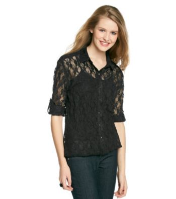 Belle du Jour Juniors' Allover Lace Shirt