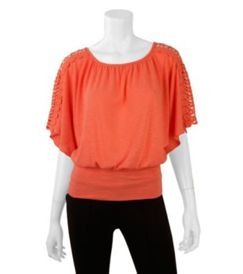 A. Byer Juniors' Crochet Trim Dolman Top
