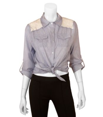 A. Byer Juniors' Tie-Front Woven Top