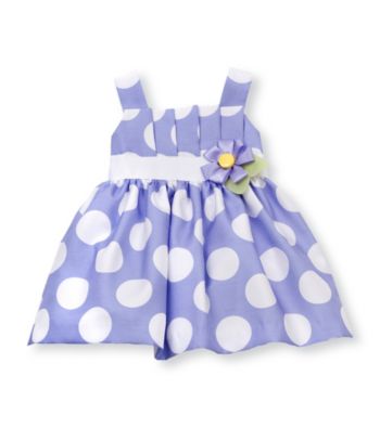 Rare Editions® Baby Girls' Perwinkle/White Polka-Dot Shantung Dress