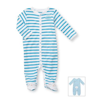Carter's® Baby Boys' White/Blue Striped Cotton Easter Bunny Footie