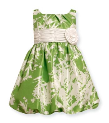 Bonnie Jean® Girls' 2T-6X Green Leaf Print Shantung Dress