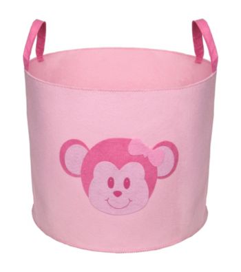 Delta Felt Storage Bin with Handles - Barely Pink Monkey