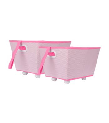 Delta 2-pk. Storage Bins on Wheels - Barely Pink