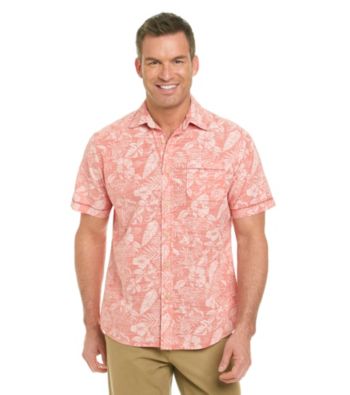 Paradise Collection® Men's Red Short Sleeve Chambray Printed Slub Woven