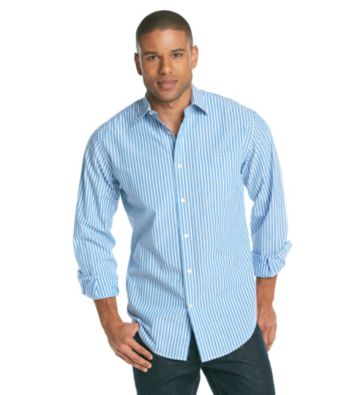 John Bartlett Consensus Men's Azure Blue Striped Pattern Washed Woven