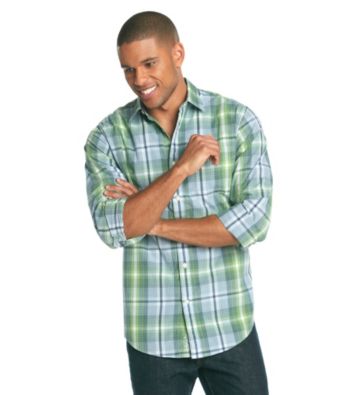 John Bartlett Consensus Men's Mint Olive Plaid Pattern Washed Woven