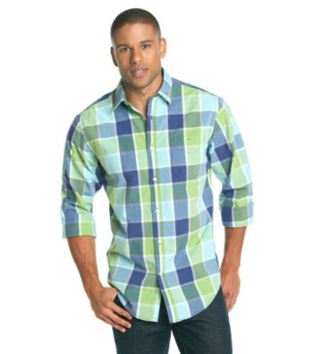 John Bartlett Consensus Men's Bold Plaid Pattern Washed Woven