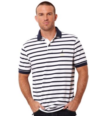 Nautica® Men's Bright White Short Sleeve Striped Polo