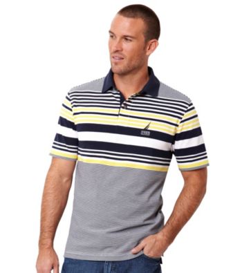 Nautica® Men's Navy Short Sleeve Stripe Polo