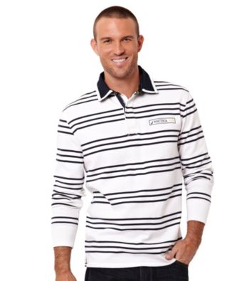 Nautica® Men's Bright White Long Sleeve Quarter Zip Striped Knit