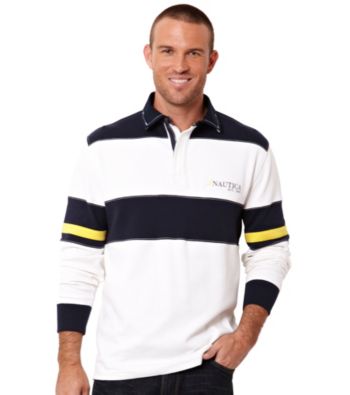 Nautica® Men's Bright White Bold Stripe Quarter Zip Knit
